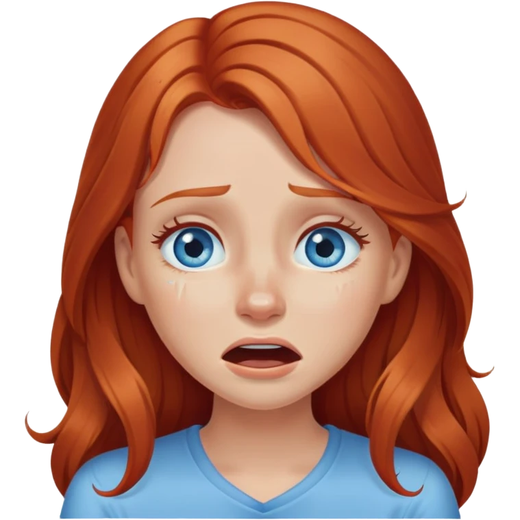 Fille rousse aux cheveux long et yeux bleus qui pleure de rire  emoji