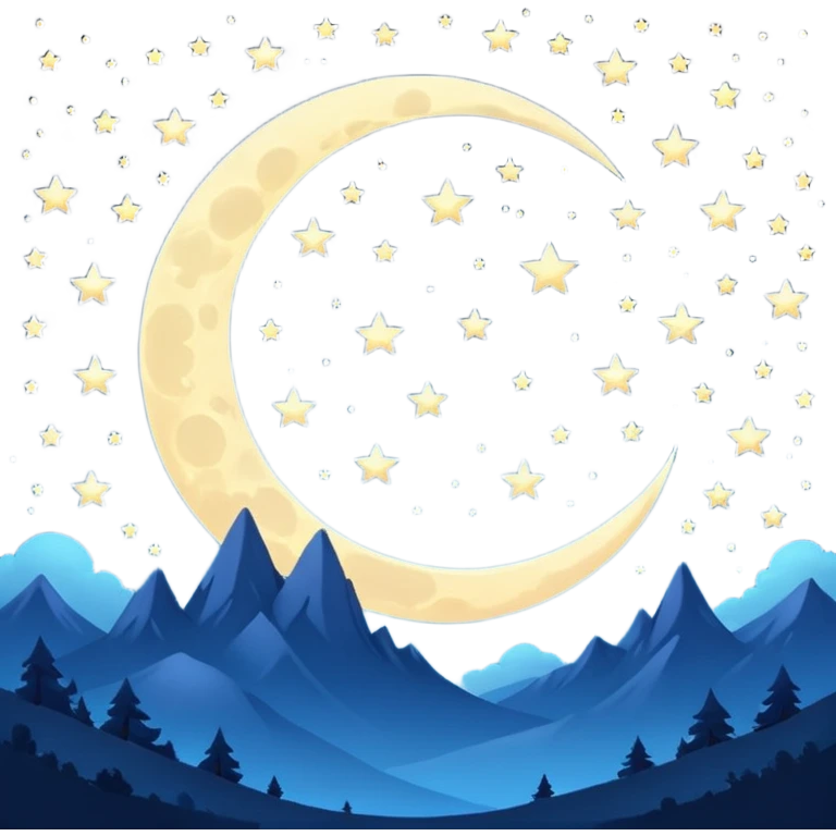calm night sky, glowing stars and moon, circle avatar emoji