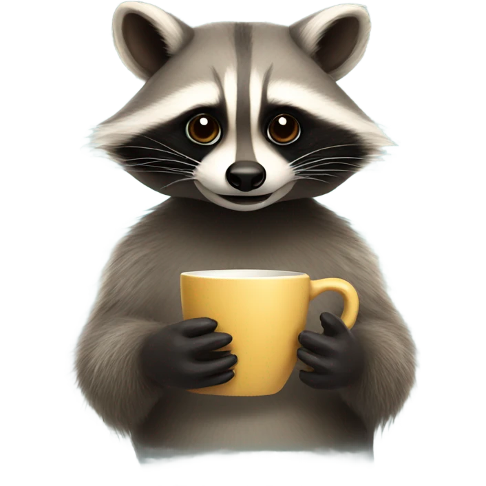 Raccoon holding a cup of coffee emoji