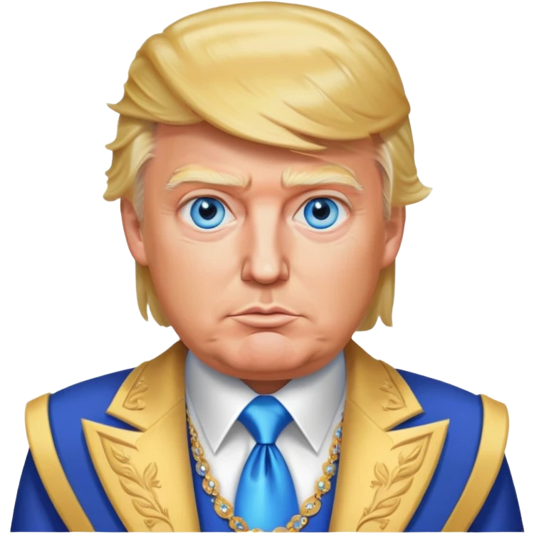 Donald Trump with blue eyes in a fancy dress emoji