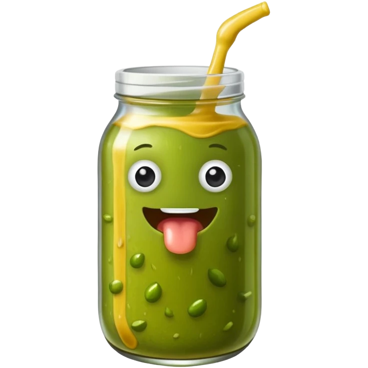 A pickle drinking mustard emoji