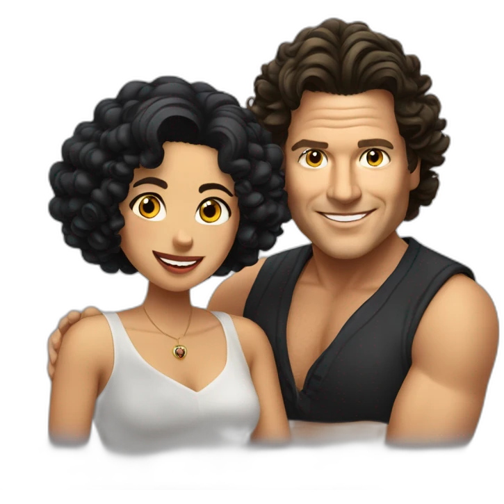 Carlos Vives with Colombian woman of 30's with short curly black hair emoji