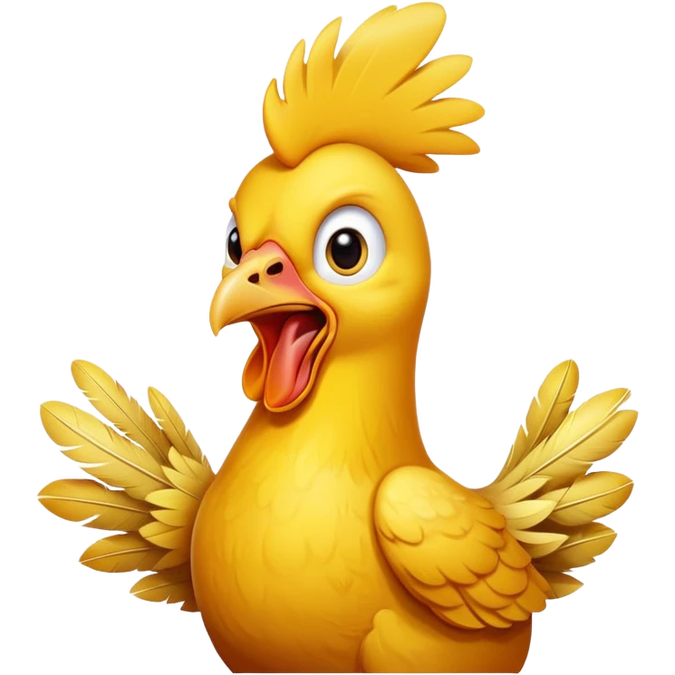 long neck yellow chicken shouting emoji