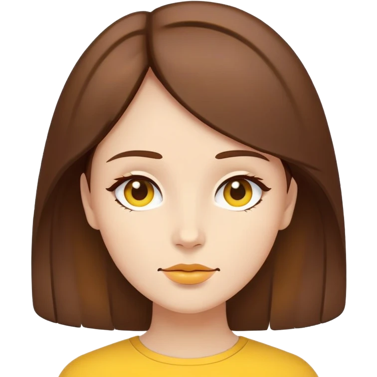 ultra minimal belle face, tiny icon size, extremely simple line work, basic brown hair shape, yellow accent, no details emoji