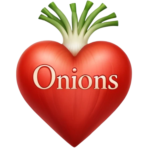 heart with the word onions in the middle emoji