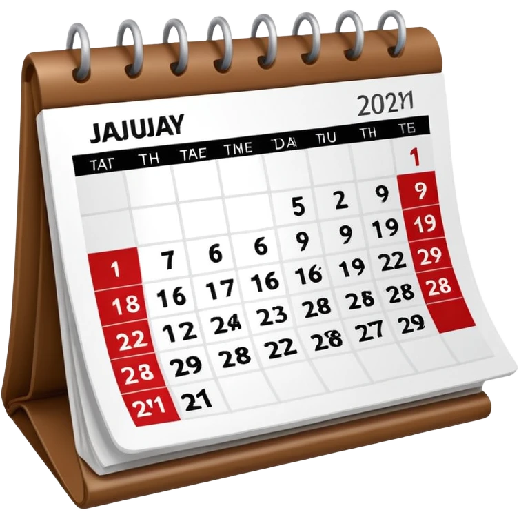 Desk calendar flipped to current month emoji