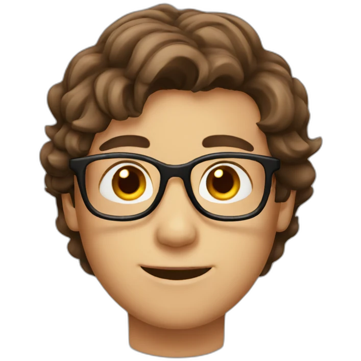 Brown hair boy with glasses emoji