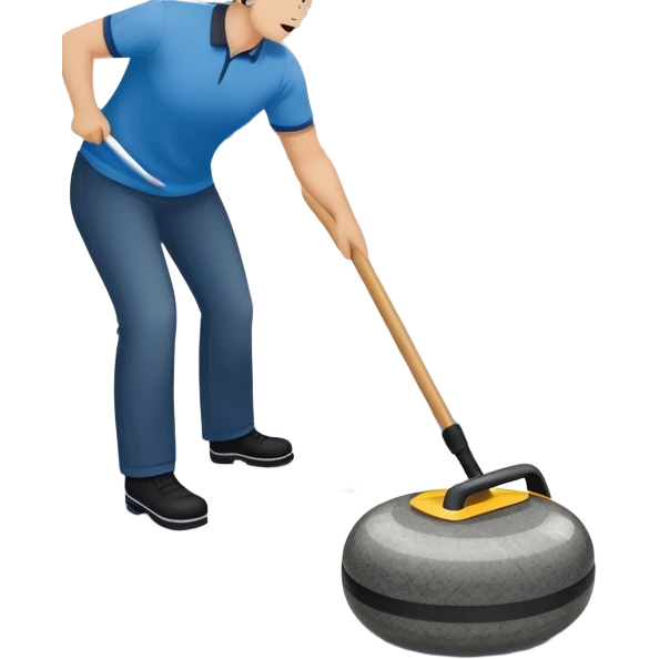 An icon showing a detailed close-up of a curling stone sliding across the ice, with a broom in motion beside it. The background features an indoor stadium with cheering spectators on the stands. Transparent background captures the strategy and focus of curling. emoji