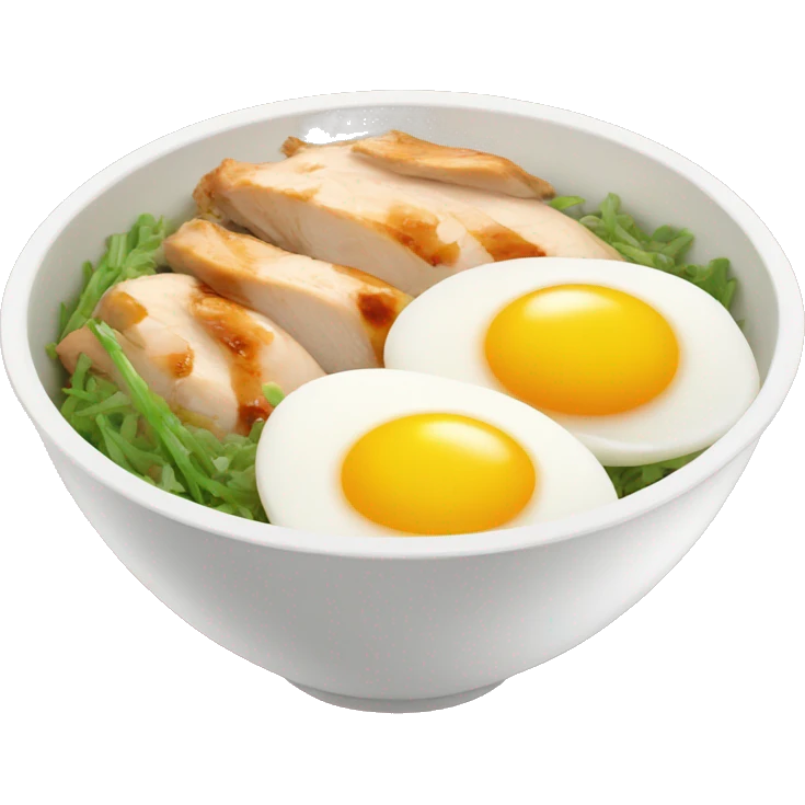 chicken rice bowl with two eggs emoji