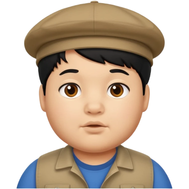 chubby boy black hair wearing cap emoji
