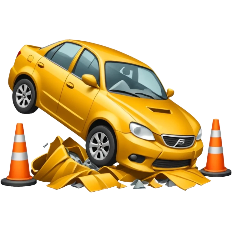car crashed to a trafic barrier emoji