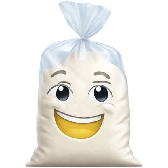 happy bag of white flour in a clear bag emoji