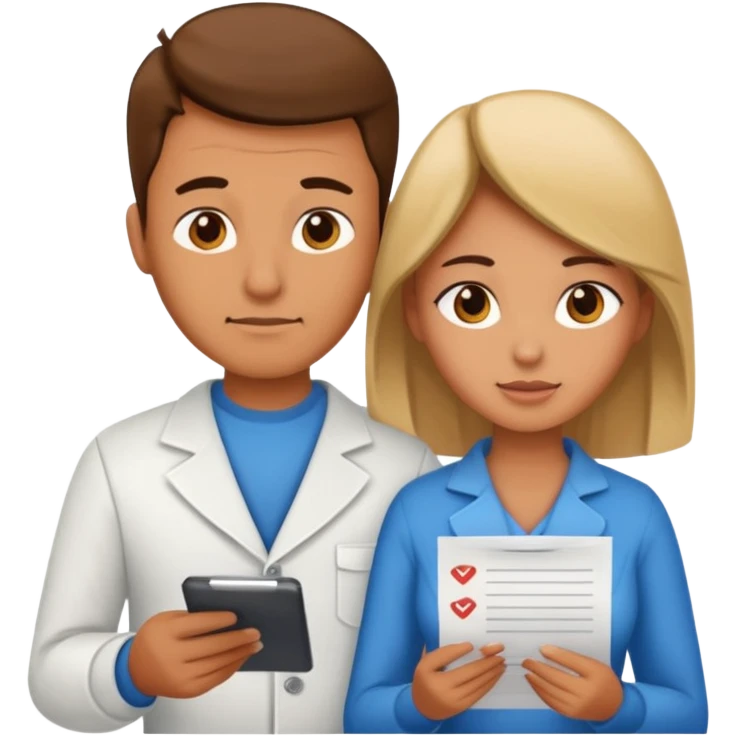 modern looking husband and wife avatars looking down at the check list emoji