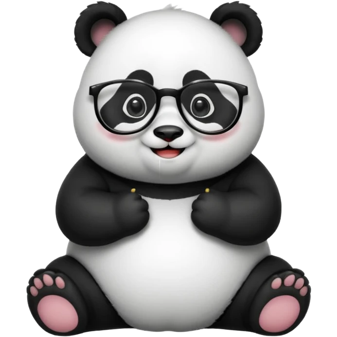 full body of panda wear glasses, front view emoji