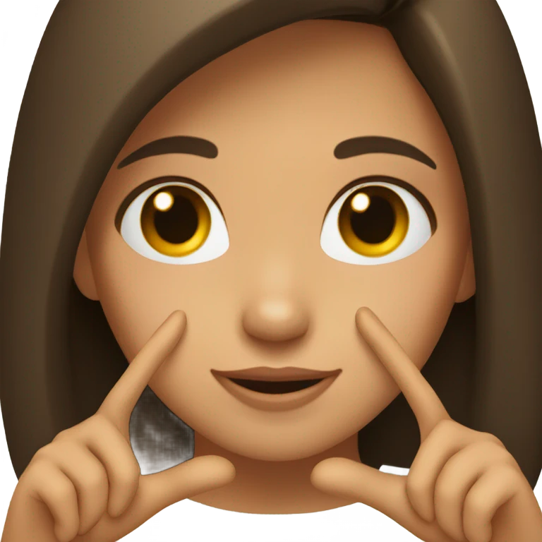 Brunette girl holding up hand heart emoji