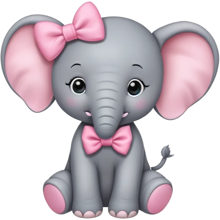 elephant baby pink bow emoji