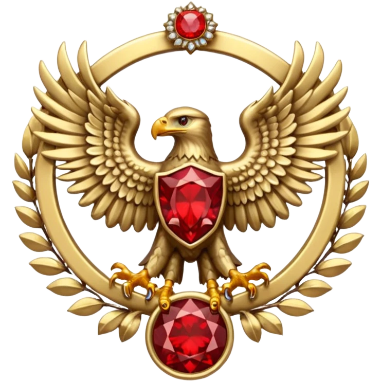 Bicephalous Eagle crest / brosch in a cirkel without background and with red gem emoji