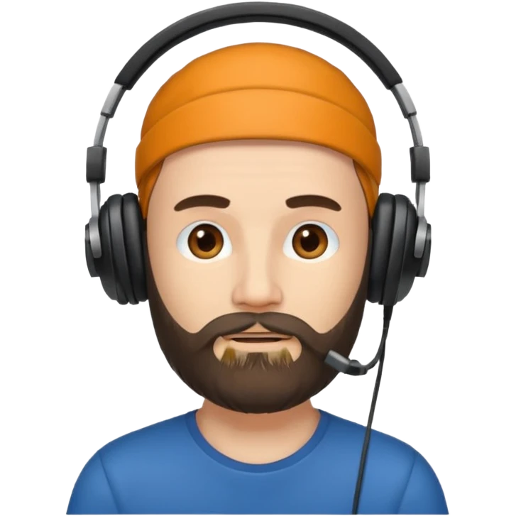 create a Men with Beard and Headphones and some hairs on his head emoji