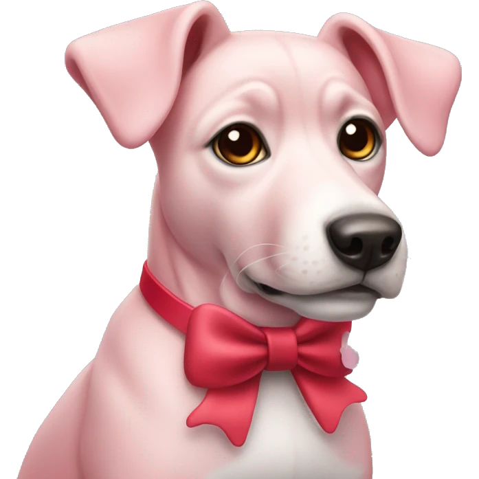 pink dog with a red bow collar emoji