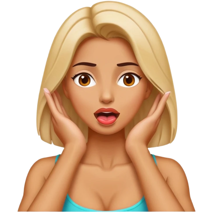 Lady withHands over neck eyes open tongue our   emoji