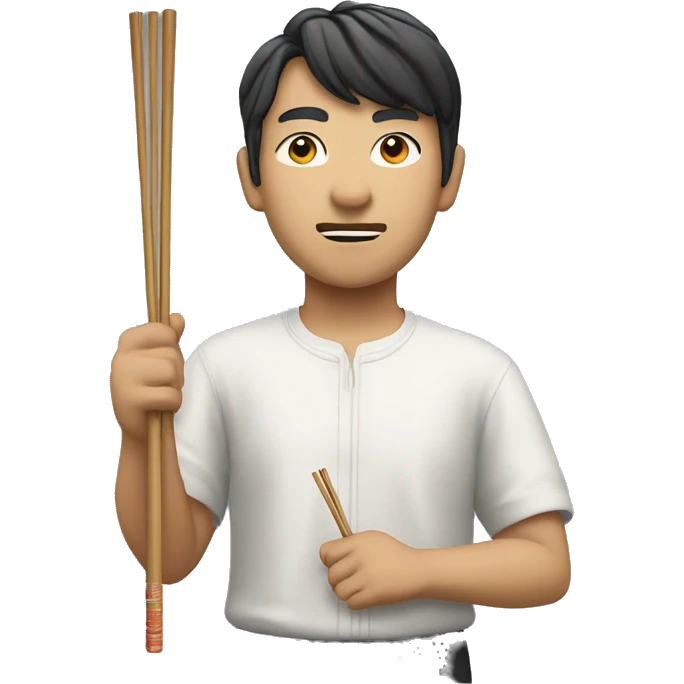 an Asian holding a chopstick ￼ emoji