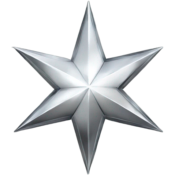 Silver chrome four-point star diamond but black emoji