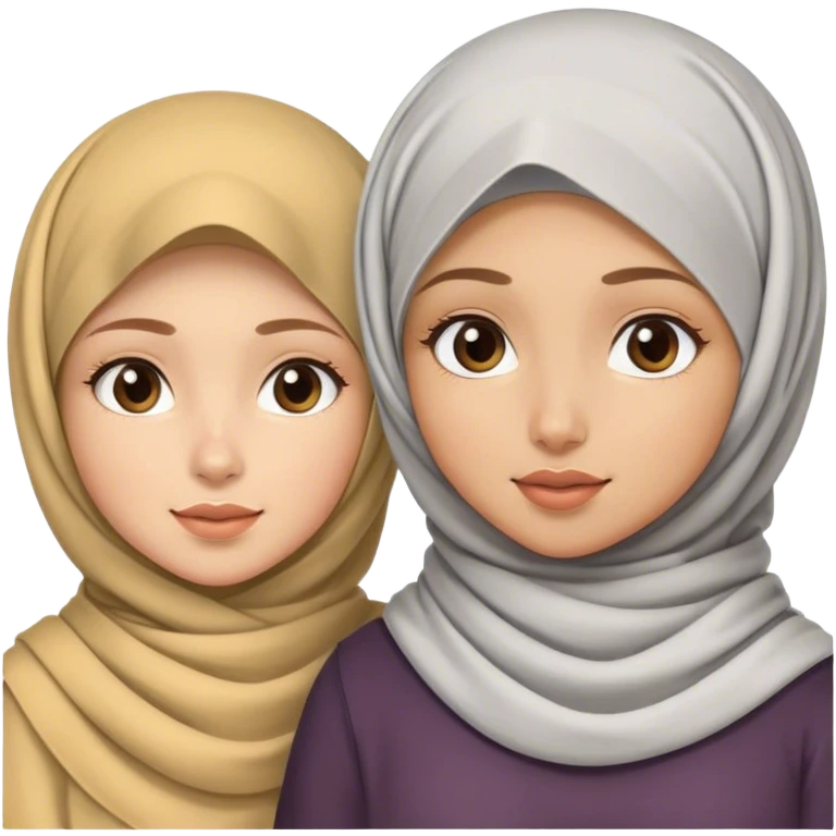A girl with hijab and no hijab girl with curly hair emoji