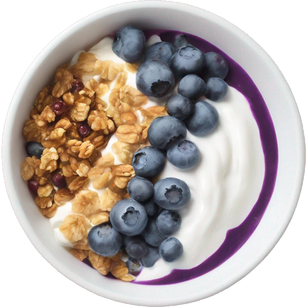 greek yogurt bowl with blueberries and granola emoji
