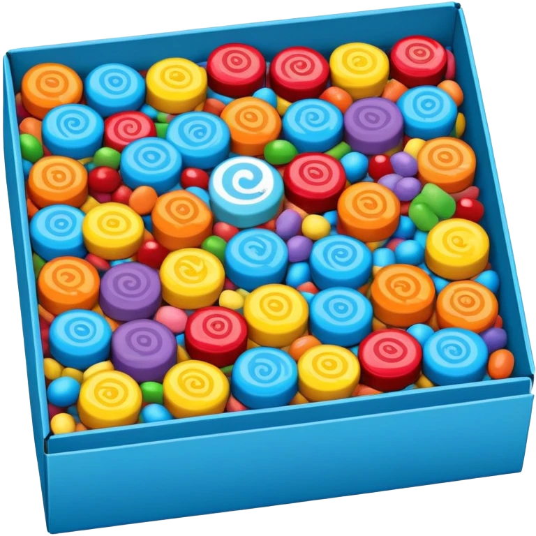 blue rectangular cardboard box with candies emoji