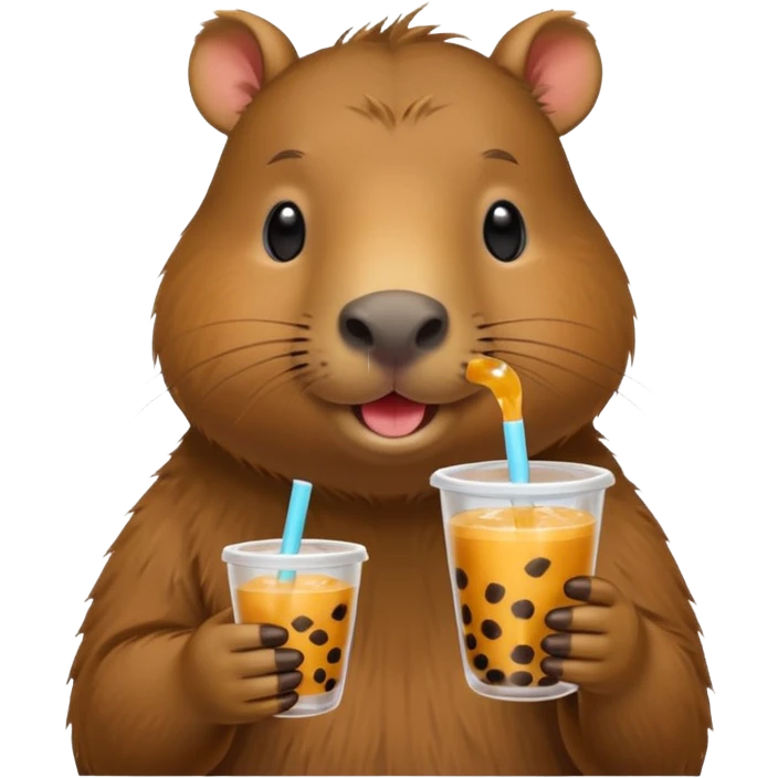 Capybara drinking boba emoji