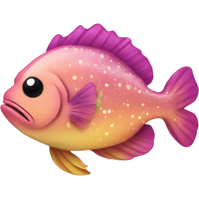 Two Kawaii skate fish grouper with many colors and glitter  emoji
