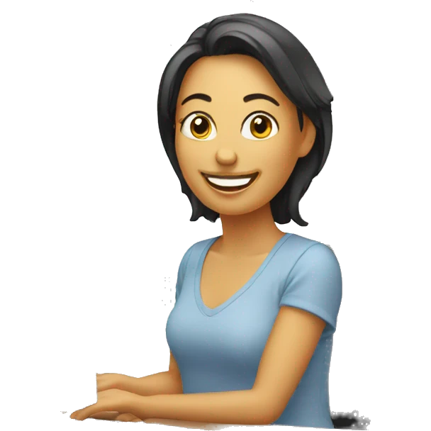 smiling lady using computer emoji