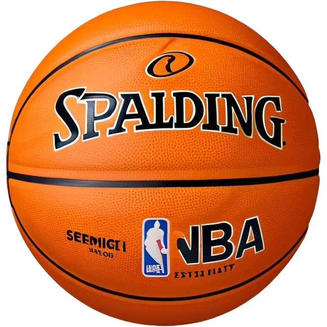 Minimalist basketball with Spalding and NBA logos, orange with black lines emoji
