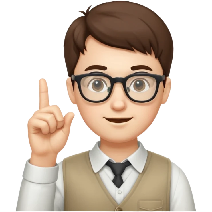 Nerd with one finger up with glasses emoji