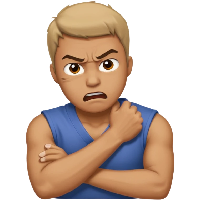Guy with his arm wrapped around other holding his neck out of frustration  emoji