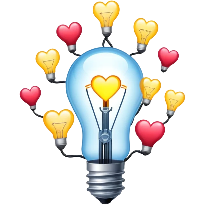 Hearts and light bulbs streaming veryically emoji