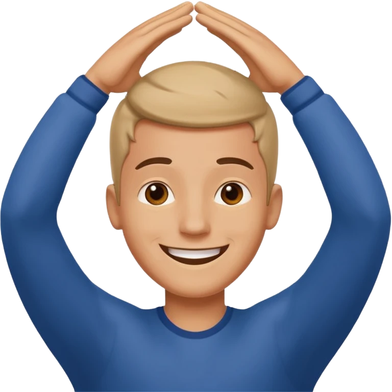 gleeful guy with hands above head emoji