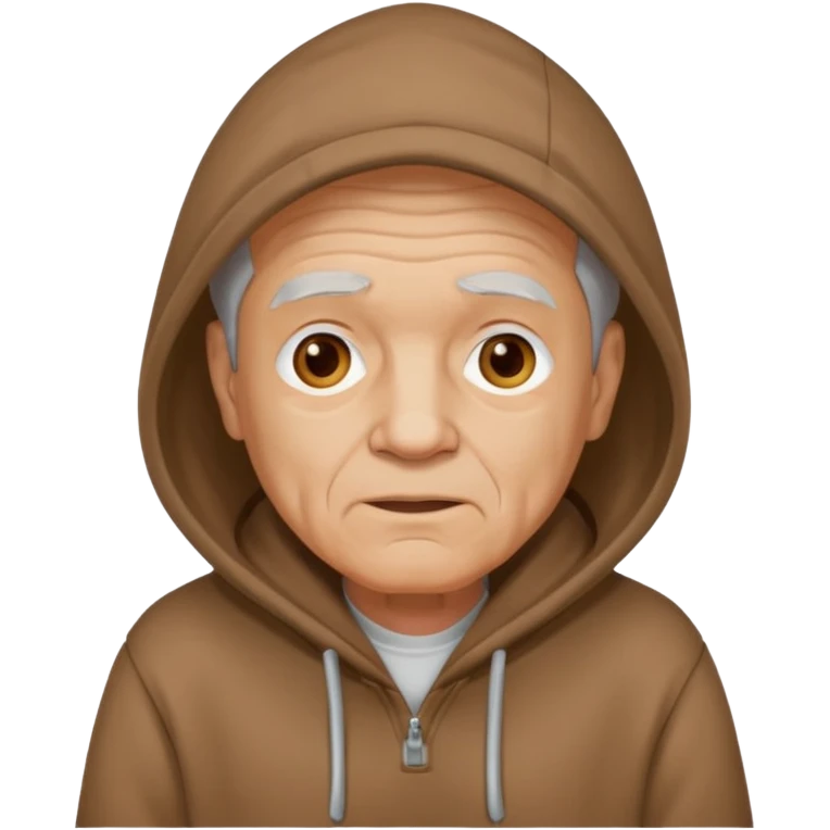 old man with brown hoodie emoji