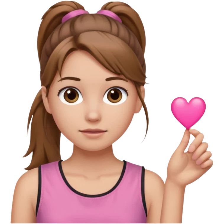 Девушка, светло русые, длинные волосы, собранные в хвост, серые глаза, розовая майка без рукавов  emoji