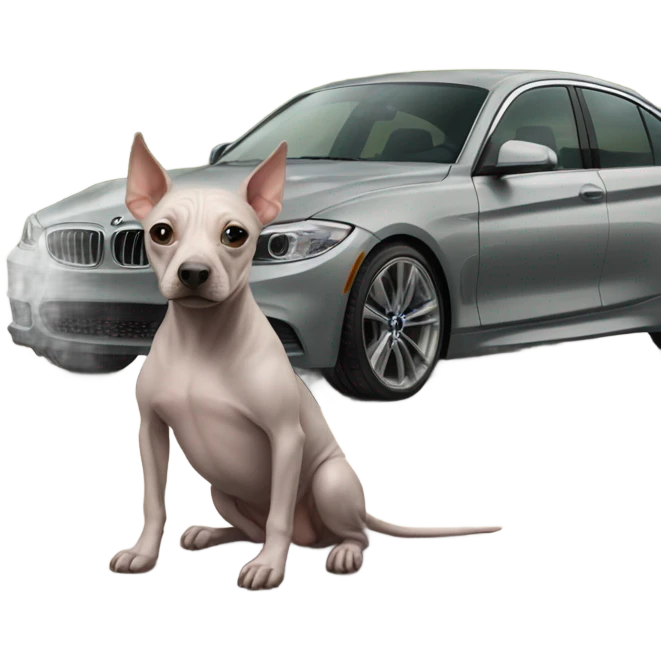 American Hairless Terrier with bmw emoji