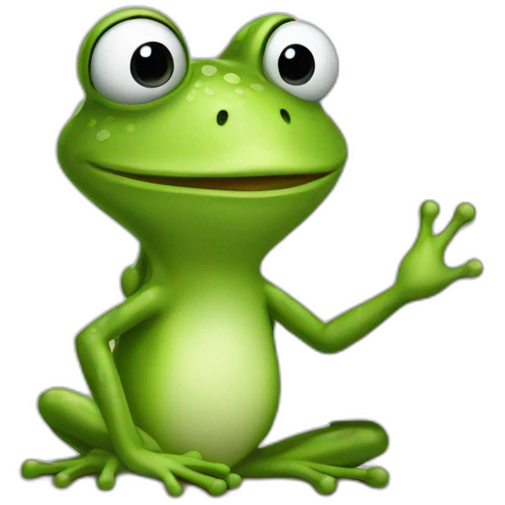 Peppe the frog holding a white board emoji