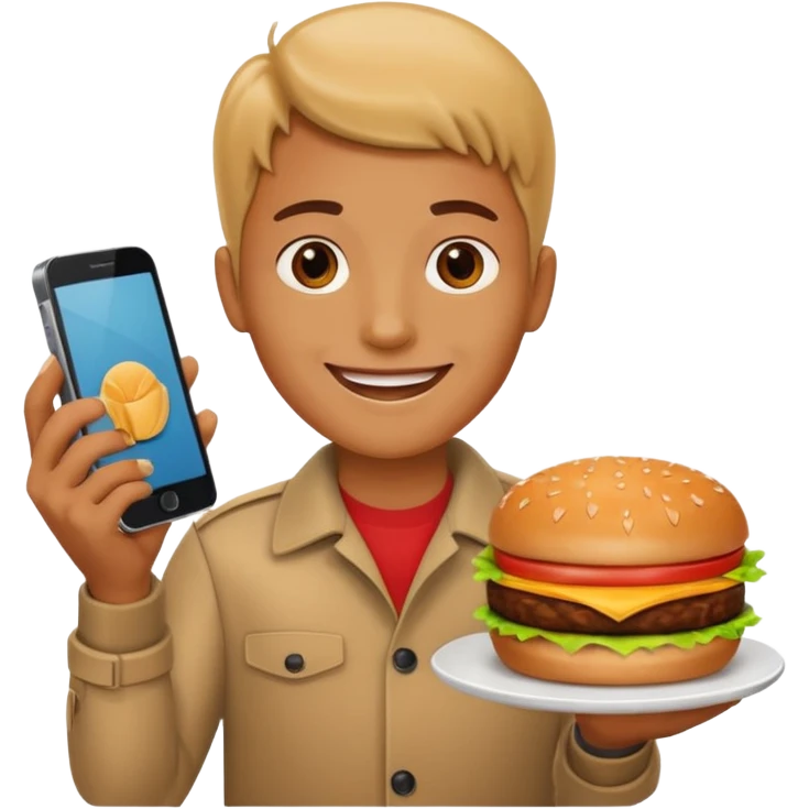 ordering a hamburguer on the phone emoji