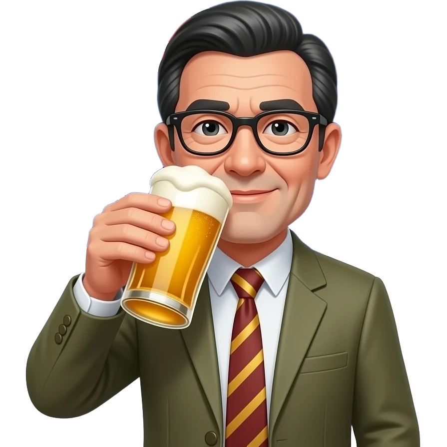 old guy with black hair drinking beer with a austalian flag in the background emoji