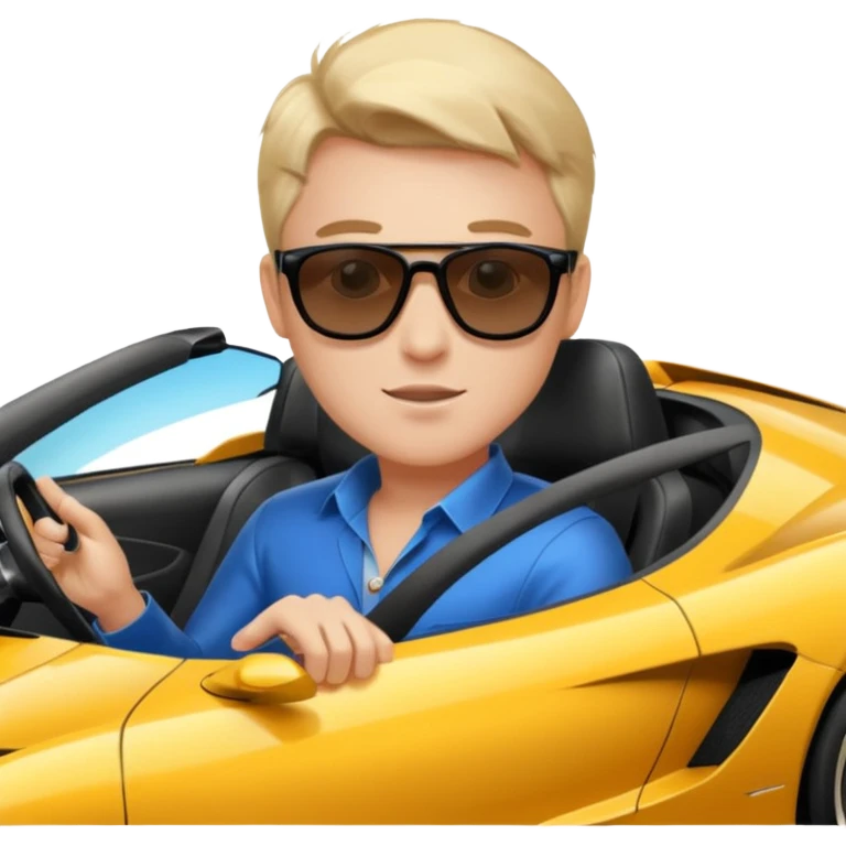 A rich boy in the super car going in speed  emoji