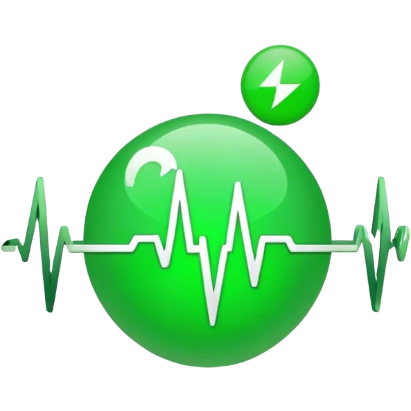 green dot with ECG heartbeat line. dot, not heart emoji