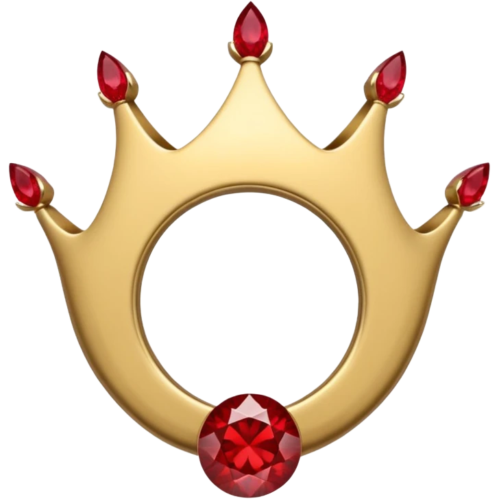 couronne en or à 3 pointes avec un énorme rubis au centre en cabochon emoji