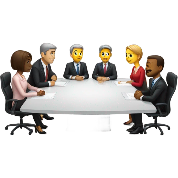 5 people business meeting sitting at a table emoji