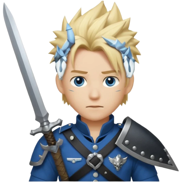 Cloud FF7 character emoji - with fenrir blade  emoji