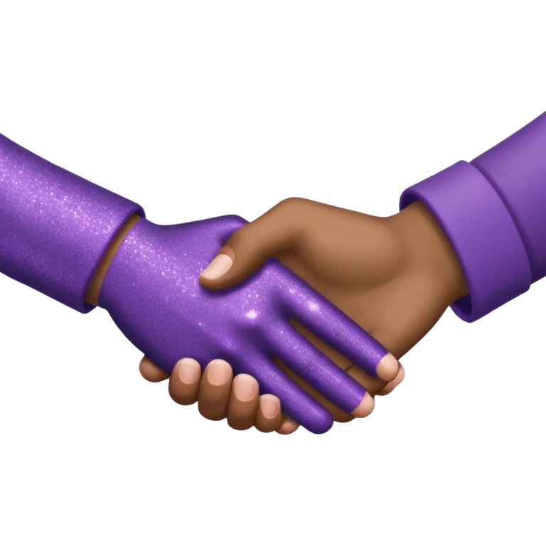 Glitter Purple and Cian handshake emoji