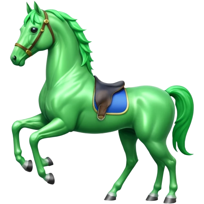 Green horse standing up with two feets facing right  emoji